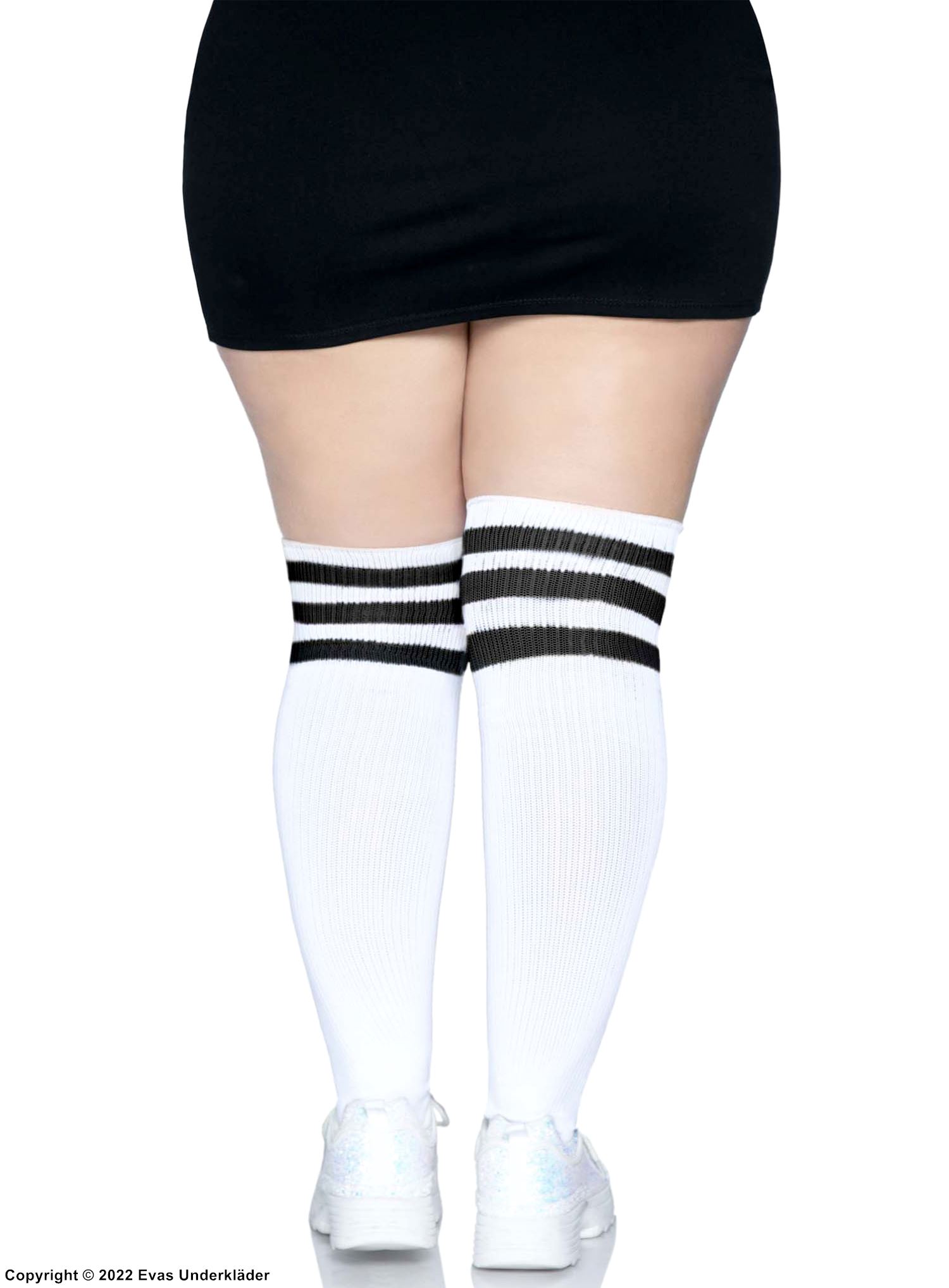 Over-knee socks, horizontal stripes, plus size